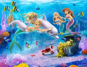 Walltastic Magical Mermaids Multicolour Smooth Wallpaper Mural 8ft high x 10ft wide