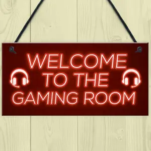 Gaming Room Sign Welcome Sign For Man Cave Boys Bedroom Gamer Christmas Gift