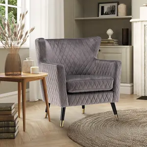 Velvet Light Grey Alessia Accent Chair