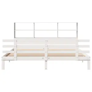 Berkfield Bookcase Bed without Mattress White 200x200cm Solid Wood Pine