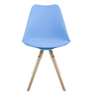 Soho Light Blue Plastic Dining Chair with Pyramid Light Wood Legs