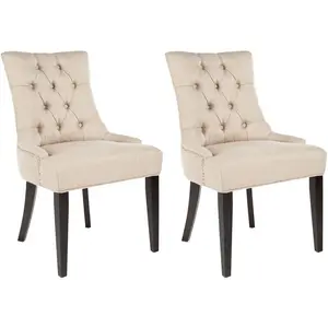 Baumgarten Upholstered Dining Chair (Set of 2) Beige / Espresso