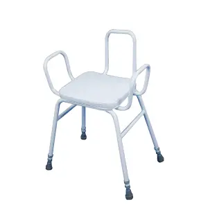 Perching Stool with Arms and Backrest - 760 915mm Height Padded Easy Clean Seat