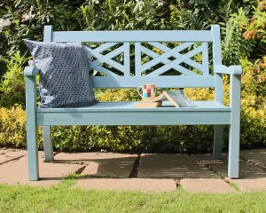 Winawood Speyside 2 Seater Wood Effect Bench - Powder Blue