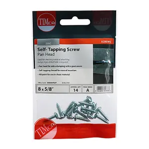 TIMCO Self-Tapping Pan Head Silver Screws - 8 x 5/8