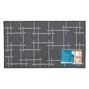 JVL Vector Machine Washable Latex Backed Doormat, 40x70cm, Grey