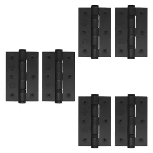 AFIT Matt Black Door Hinges - 3 Inch / 76mm  Internal Fire Door Hinges - 3 Pairs