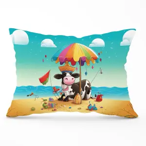 Cow On A Beach Holiday Cushions 33cm x 48cm