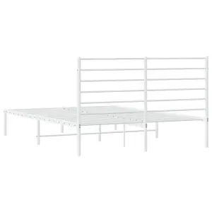 Berkfield Metal Bed Frame with Headboard White 120x200 cm