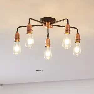 Harper Living Black and Copper 5-Light Ceiling Light