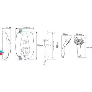 Mira Go Gloss White Manual Electric Shower, 10.8kW