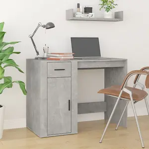 Berkfield Desk Concrete Grey 100x49x75 cm Engineered Wood