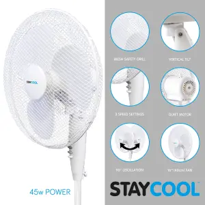 StayCool 16" (40cm) Pedestal Fan - White