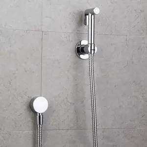 Shower Hose Outlet Elbow Round Concealed Fitting Chrome Wall Mounted Brass