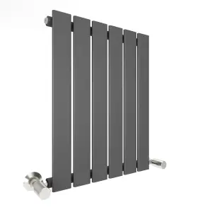 Anthracite Flat Tube 600x456mm Horizontal Single Panel Heated Towel Radiator