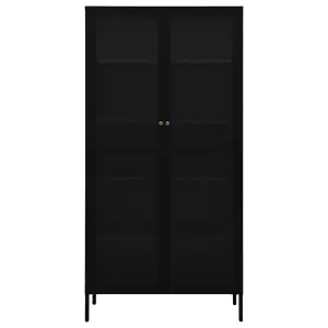 Berkfield Display Cabinet Black 90x40x180 cm Steel and Tempered Glass