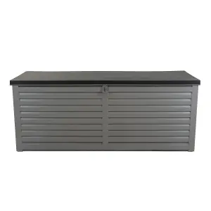 Charles Bentley 390L Large Outdoor Garden Plastic Storage Box, Grey/Black