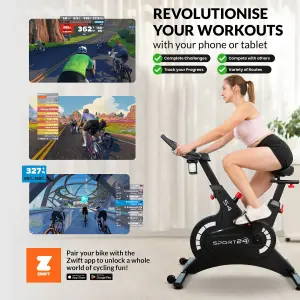 Smart Upright Exercise Spinning Bike for Home with 8kg Flywheel, LCD Screen, Multi-Resistance Levels, Indoor Bicycle Cardio