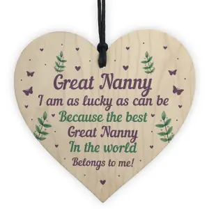 Handmade Great Nanny Gift For Birthday Christmas Wooden Heart Grandparent Gifts Keepsake