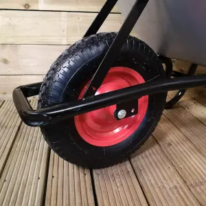 90 Litre 150kg Capacity Heavy Duty Galvanised Samuel Alexander Metal Garden Wheelbarrow with Pneumatic Tyre