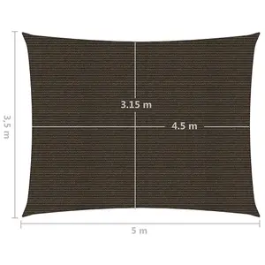 Berkfield Sunshade Sail 160 g/m2 Brown 3.5x5 m HDPE