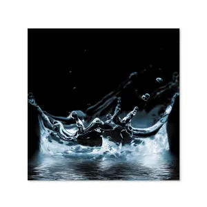 Toughened 6mm Glass Kitchen Splashback 60 x 60cm Water Splash 2 - Polished Edge Heat Resistant Back Splash for Cookers Hob