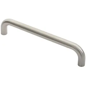 Round D Bar Door Pull Handle 322 x 22mm 300mm Fixing Centres Satin Steel