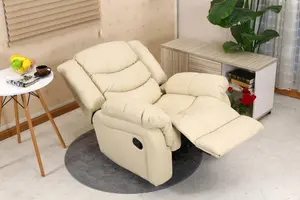 Seattle Manual Recliner Armchair Sofa Home Lounge Bonded Leather Chair (Cream)