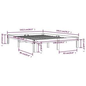 Berkfield Bed Frame Solid Wood Pine 140x190 cm