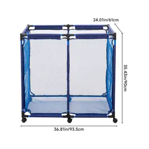 Blue Outdoor Swimming Pool Breathable Mesh Removable Storage Frame with Wheels