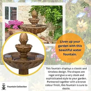 Queensbury Solar Water Fountain Rustic Water Feature Garden Solar Water Ornaments