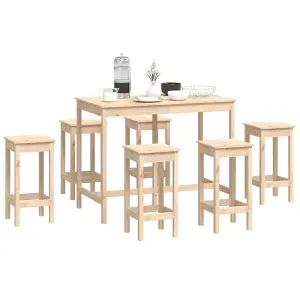 Berkfield 7 Piece Bar Set Solid Wood Pine