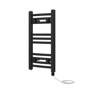 Rinse Bathrooms Electric Heated Towel Rail Curved Black Bathroom Towel Radiator 600x300mm - 200W