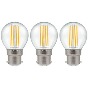 Crompton Lamps LED Golfball 6.5W B22 Filament Warm White Clear (60W Eqv) (3 Pack)