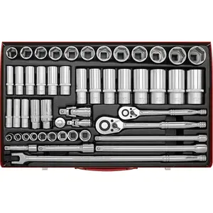 50 PACK Socket Set - 1/2" & 3/8" Metric Square Drive - Ratchet Handle Extension