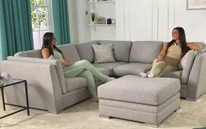 The Great British Sofa Company Charlotte 2&2 Seater Light Grey Corner Sofa With Footstool