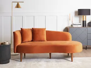 Left Hand Velvet Chaise Lounge Orange CHAUMONT