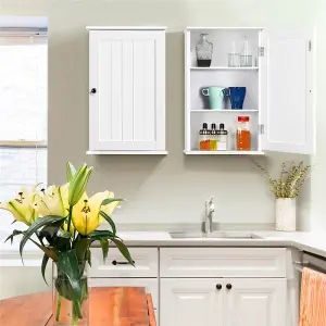 Yaheetech White Wall Mounted Cabinet Storage with 3 Tiers Adjustable Shelf