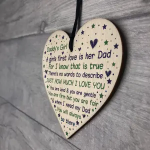 Red Ocean Daddy's Girl Wooden Heart Fathers Day Gift From Daughter Thank You Gifts For Him Daddy Daughter Gifts