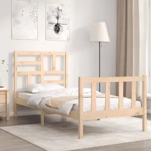 Berkfield Bed Frame with Headboard Small Single Solid Wood