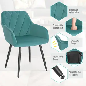 Alvion Upholstered Dining Chair (Set of 2) Turquoise