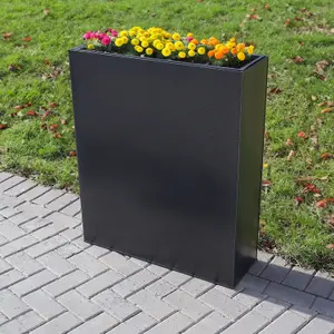 75cm Long Zinc Galvanised Graphite Black Textured 90cm Tall Trough Planter