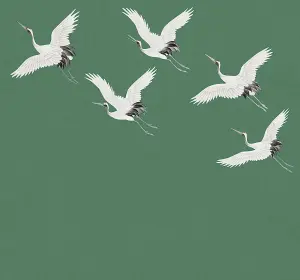 Art For the Home Cranes in Flight Emerald Print To Order Fixed Size Mural