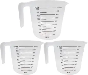 3pk Plastic Measuring Jugs 1 Litre, Plastic Measuring Jug for Kitchen & Baking Plastic Jugs, Plastic Jug with Measuring Scale