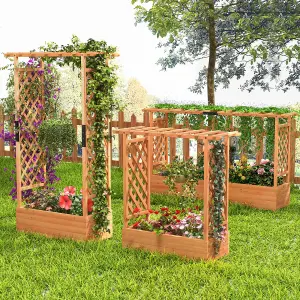 Costway Raised Garden Bed Freestanding Planter Trellis Container w/ Drainage Hole