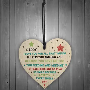 Special Gift For Dad Wooden Heart Fathers Day Gift For Dad From Son Daughter Baby