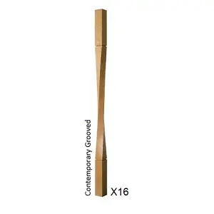 Oak Spindle Contemporary Grooved 41mm x 41mm x 900mm - 16 Pack UK Manufactured Traditional Products Ltd