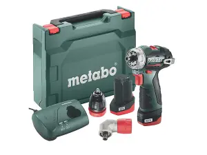 Metabo Right Angle Brushless Drill Driver x2 2ah Kit + Long Screwdriver Bit Set