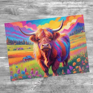 Textured Glass Chopping Board Abstract Highland Cow Desing - Large