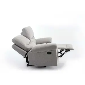 Fosse 2 Seater Manual Recliner Fabric Modern Living Sofa Light Grey